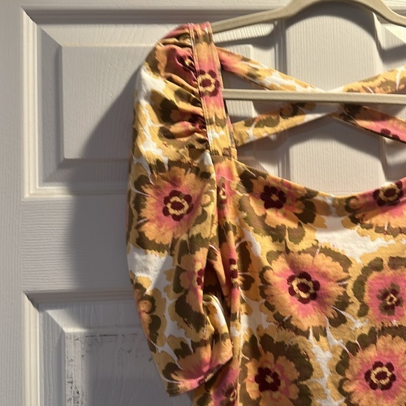 NEW! Free People Give Me More Floral Puff Sleeve Knit Top M Boho - Picture 5 of 8
